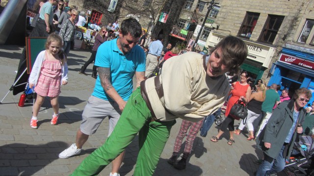 Wilf performing his strait jacket escape card trick