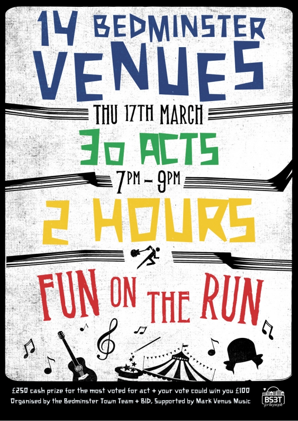 Poster image for Fun On The Run Event in Bedminster. Held on the 17th MArch 2016 at various venues